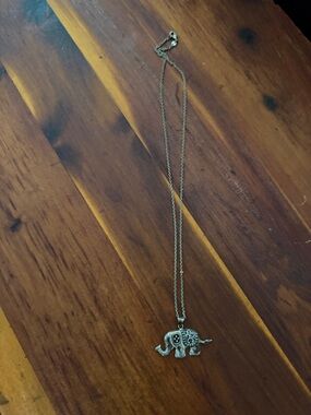 Silver Elephant Pendant Necklace - Silver